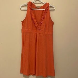 Loft brand coral color size small cotton cool dress fits up to large with frill